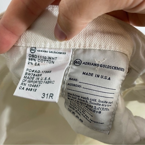 Adriano Goldschmied The Stilt Cigarette Leg Jeans Sz 31 White Made in USA - Picture 6 of 6